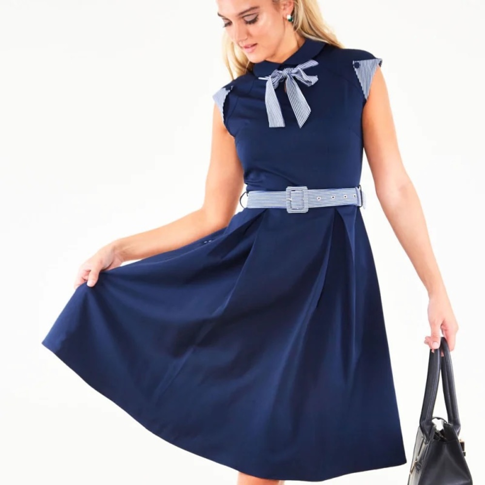 Voodoo Vixen Navy Pinup Dress from Unique Vintage